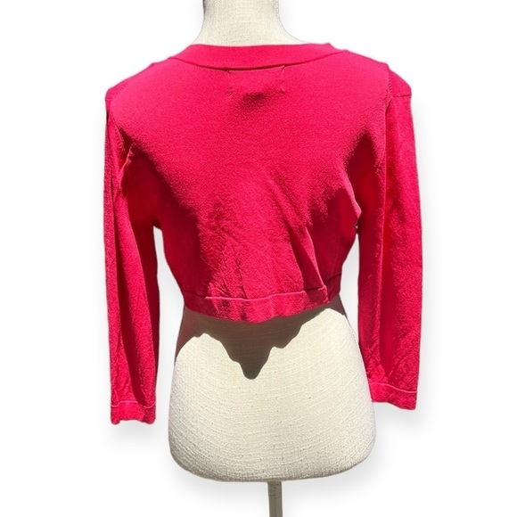 🌻Jessica Howard Petite Pink Cropped Open Cardigan Bolero Sweater Size 12 Petite - Picture 6 of 7